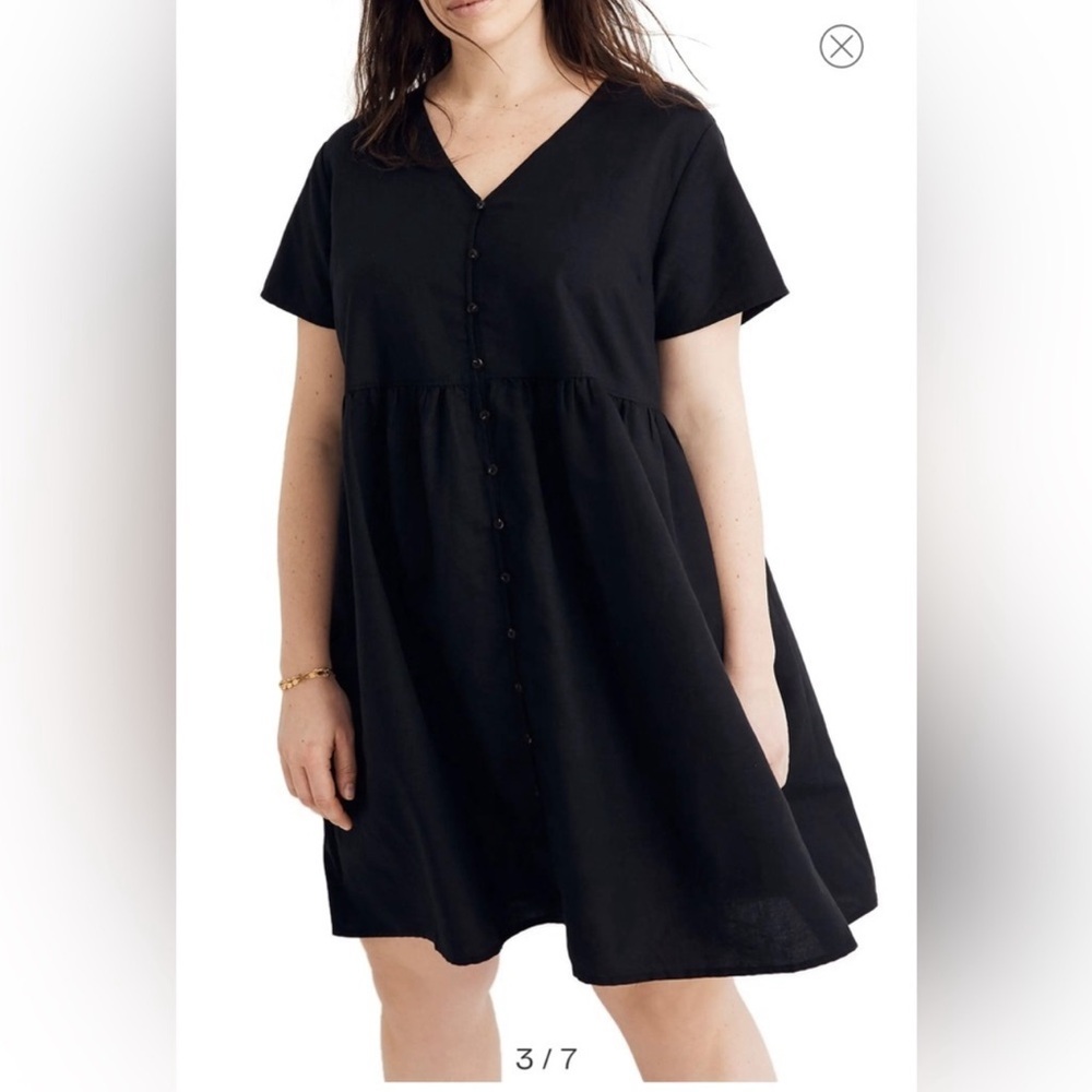 Madewell Linen-Blend Alexandra Button-Front Mini Dress
